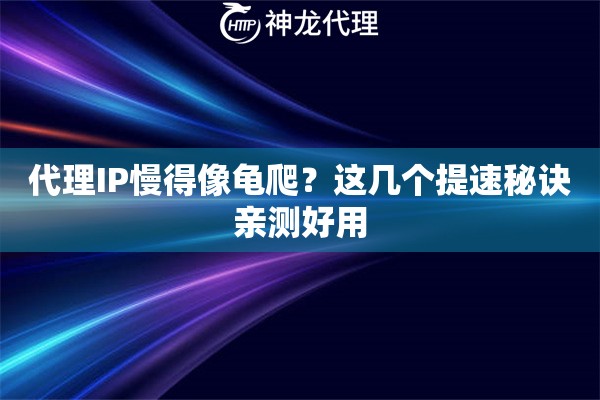 代理IP慢得像龟爬?这几个提速秘诀亲测好用 代理IP慢得像龟爬?这几个提速秘诀亲测好用