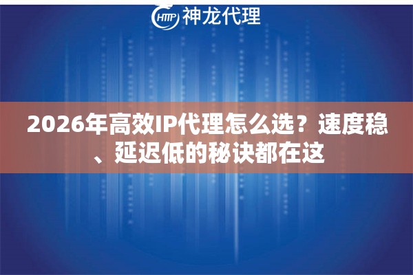 2026年高效IP代理怎么选？速度稳、延迟低的秘诀都在这