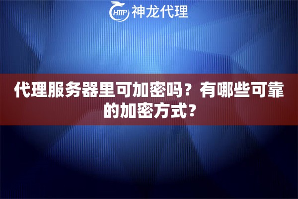 代理服务器里可加密吗？有哪些可靠的加密方式？