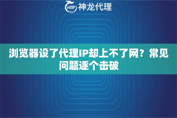 浏览器设了代理IP却上不了网？常见问题逐个击破