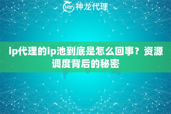ip代理的ip池到底是怎么回事？资源调度背后的秘密