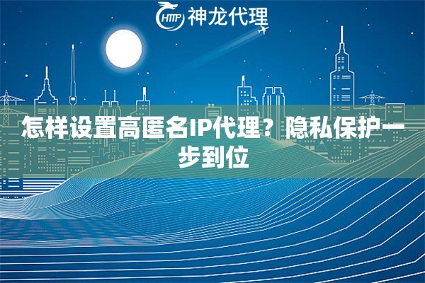 怎样设置高匿名IP代理？隐私保护一步到位