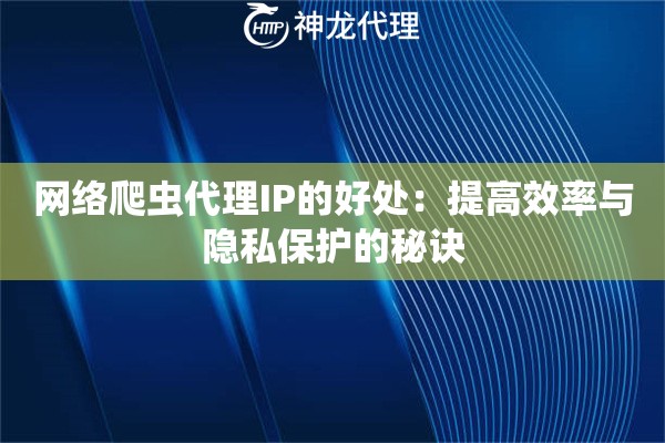 网络爬虫代理IP的好处：提高效率与隐私保护的秘诀