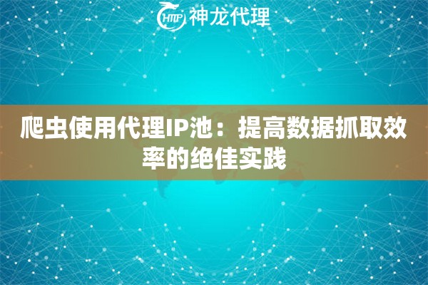 爬虫使用代理IP池：提高数据抓取效率的绝佳实践