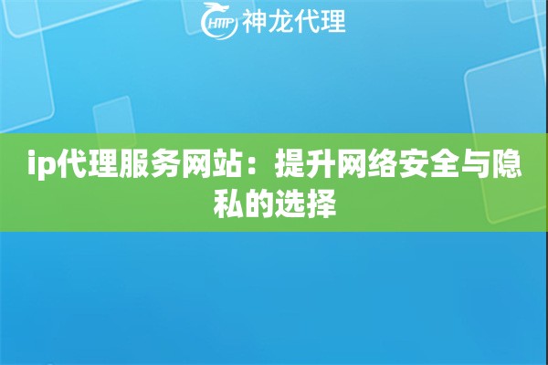 ip代理服务网站：提升网络安全与隐私的选择