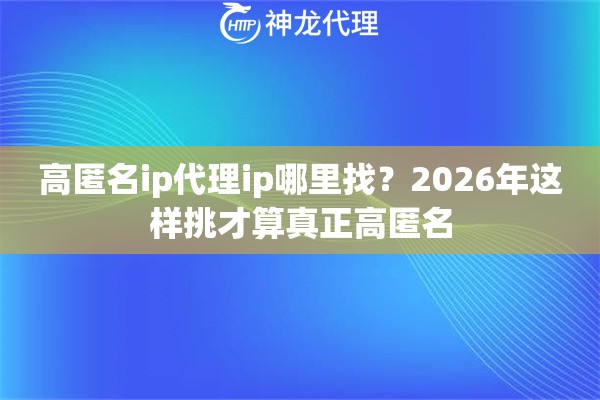 高匿名ip代理ip哪里找？2026年这样挑才算真正高匿名
