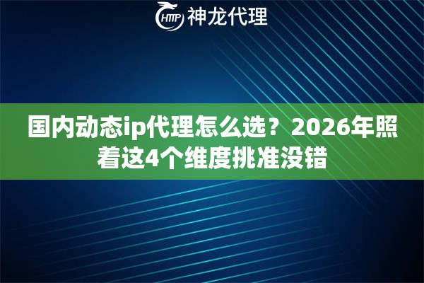 国内动态ip代理怎么选?2026年照着这4个维度挑准没错 国内动态ip代理怎么选?2026年照着这4个维度挑准没错