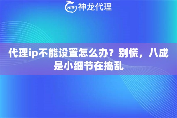 代理ip不能设置怎么办？别慌，八成是小细节在捣乱