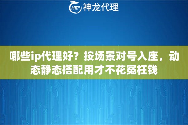 哪些ip代理好？按场景对号入座，动态静态搭配用才不花冤枉钱