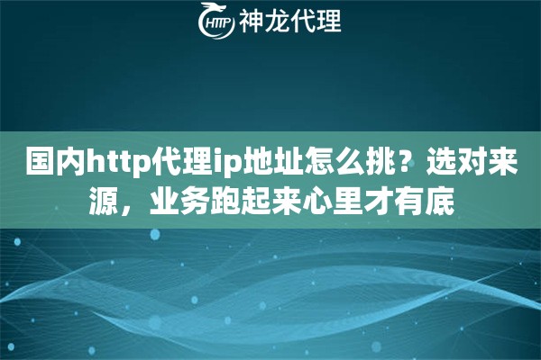 国内http代理ip地址怎么挑？选对来源，业务跑起来心里才有底