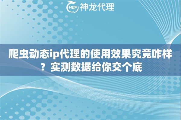 爬虫动态ip代理的使用效果究竟咋样？实测数据给你交个底