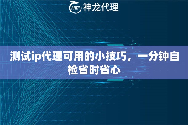 测试ip代理可用的小技巧，一分钟自检省时省心