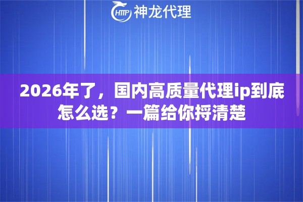 2026年了，国内高质量代理ip到底怎么选？一篇给你捋清楚