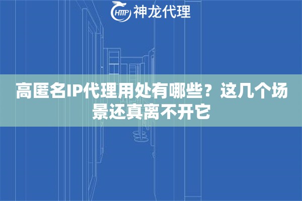 高匿名IP代理用处有哪些？这几个场景还真离不开它