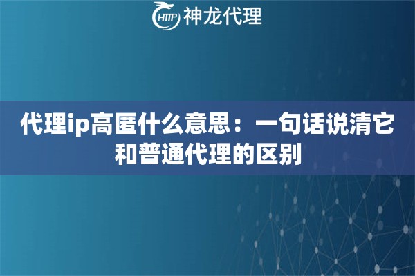 代理ip高匿什么意思:一句话说清它和普通代理的区别 代理ip高匿什么意思:一句话说清它和普通代理的区别