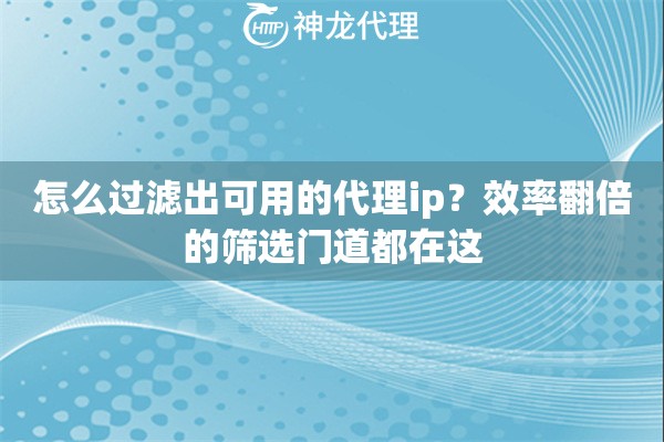 怎么过滤出可用的代理ip？效率翻倍的筛选门道都在这