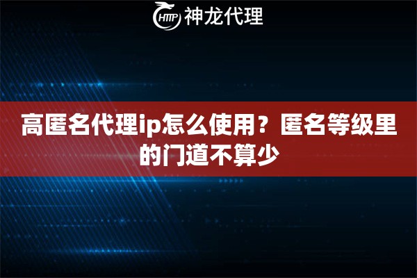 高匿名代理ip怎么使用？匿名等级里的门道不算少