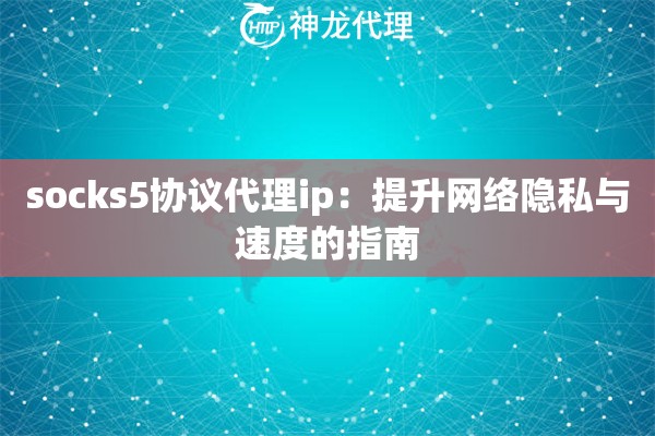 socks5协议代理ip：提升网络隐私与速度的指南