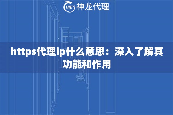 https代理ip什么意思：深入了解其功能和作用