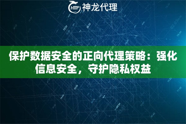 保护数据安全的正向代理策略：强化信息安全，守护隐私权益