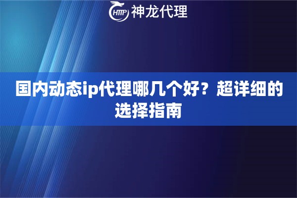 国内动态ip代理哪几个好？超详细的选择指南