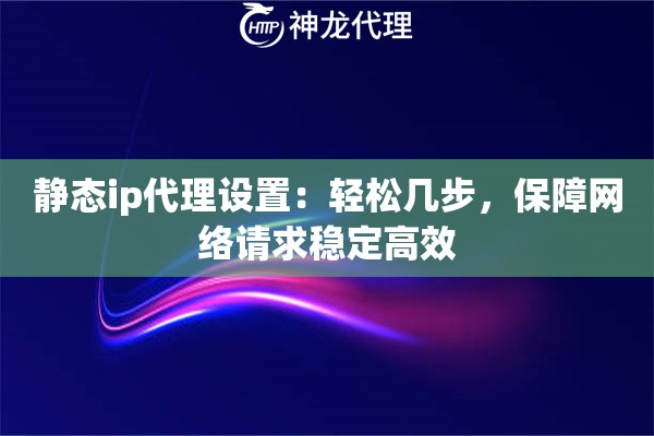 静态ip代理设置：轻松几步，保障网络请求稳定高效