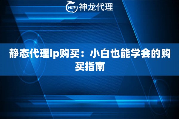 静态代理ip购买：小白也能学会的购买指南