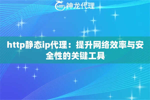 http静态ip代理：提升网络效率与安全性的关键工具