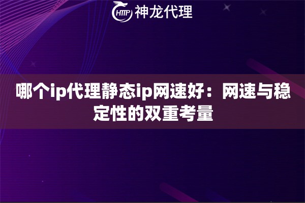 哪个ip代理静态ip网速好：网速与稳定性的双重考量