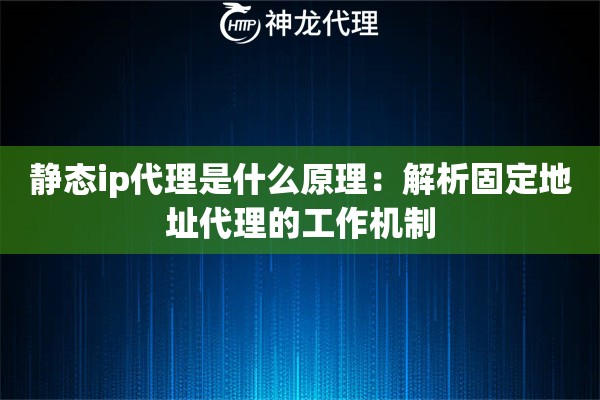 静态ip代理是什么原理：解析固定地址代理的工作机制