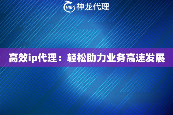 高效ip代理：轻松助力业务高速发展