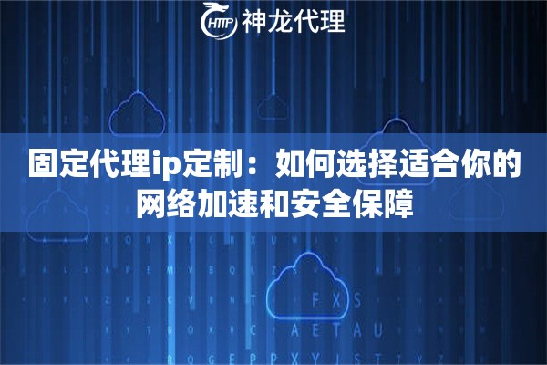 固定代理ip定制：如何选择适合你的网络加速和安全保障