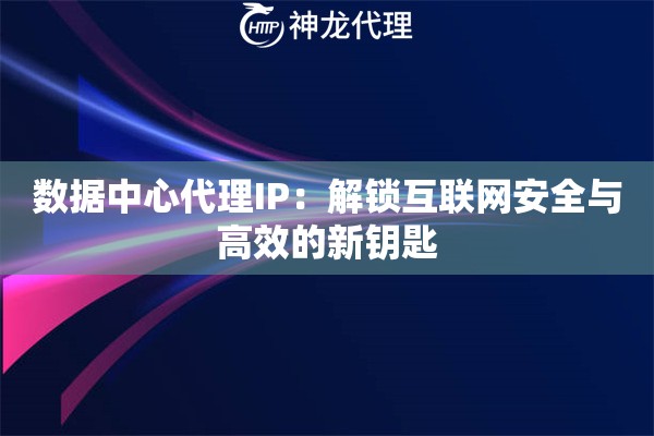 数据中心代理IP：解锁互联网安全与高效的新钥匙