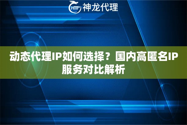 动态代理IP如何选择？国内高匿名IP服务对比解析