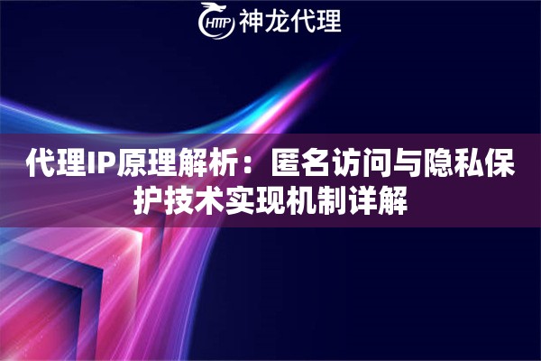 代理IP原理解析：匿名访问与隐私保护技术实现机制详解