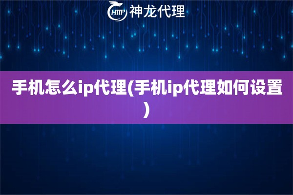 手机怎么ip代理(手机ip代理如何设置)