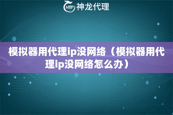 模拟器用代理ip没网络（模拟器用代理ip没网络怎么办）