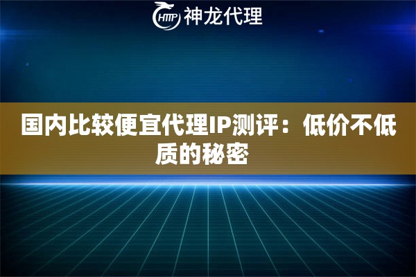 国内比较便宜代理IP测评：低价不低质的秘密  