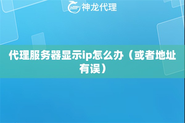 代理服务器显示ip怎么办（或者地址有误）