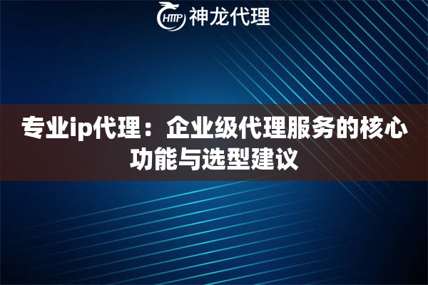 专业ip代理：企业级代理服务的核心功能与选型建议