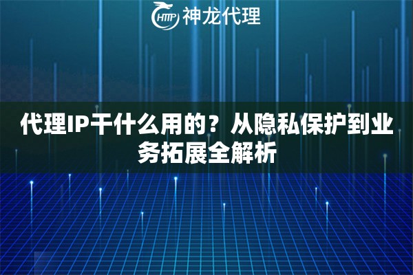 代理IP干什么用的？从隐私保护到业务拓展全解析