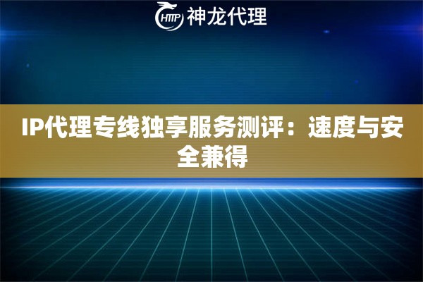 IP代理专线独享服务测评：速度与安全兼得