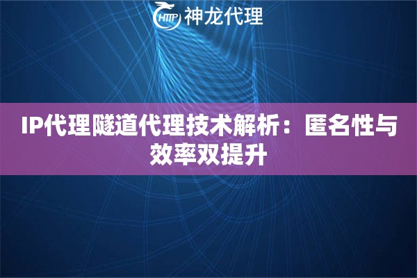 IP代理隧道代理技术解析：匿名性与效率双提升