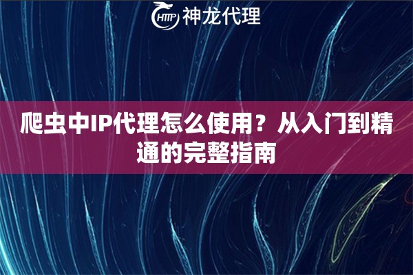 爬虫中IP代理怎么使用？从入门到精通的完整指南
