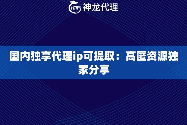 国内独享代理ip可提取：高匿资源独家分享