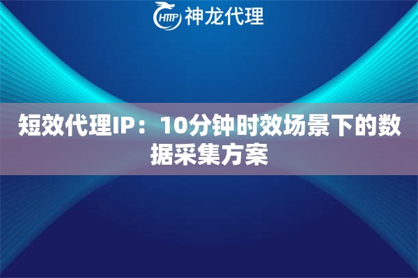 短效代理IP：10分钟时效场景下的数据采集方案