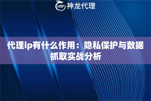 代理ip有什么作用：隐私保护与数据抓取实战分析
