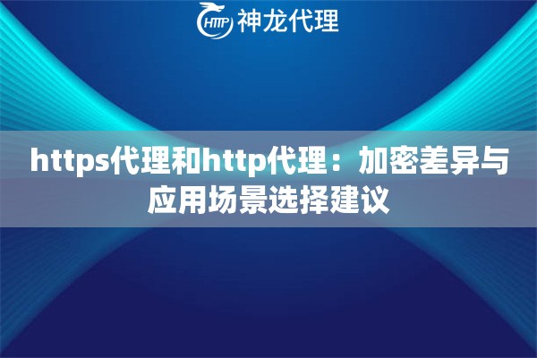 https代理和http代理：加密差异与应用场景选择建议