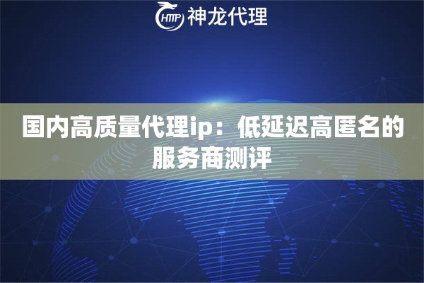 国内高质量代理ip：低延迟高匿名的服务商测评