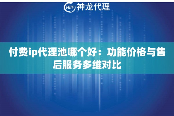 付费ip代理池哪个好：功能价格与售后服务多维对比
